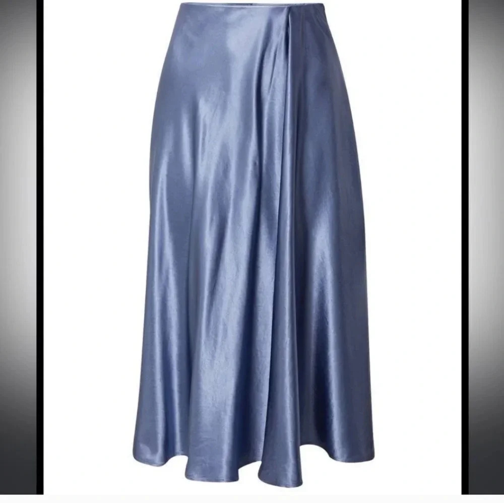 MAX MARA Leisure Coimbra Draped High Waisted Satin Midi Skirt(L)12 - Picture 5 of 11